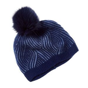 Sofiacashmere Traveling Rib Knit Cashmere Hat, Navy